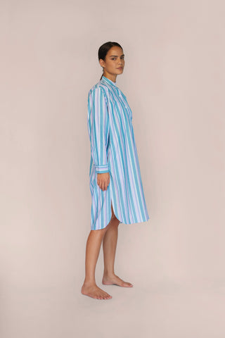 Ultra-Light Cotton Nightshirt - Striped - Forest Green