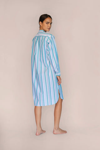 Ultra-Light Cotton Nightshirt - Striped - Forest Green