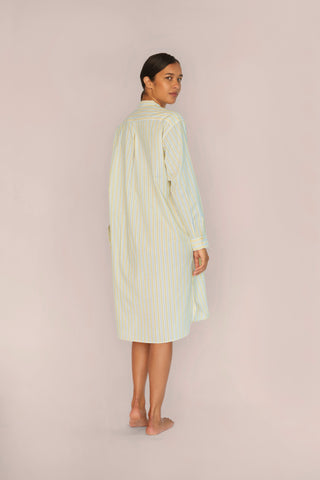 Ultra-Light Cotton Nightshirt - Striped - Limoncello Yellow