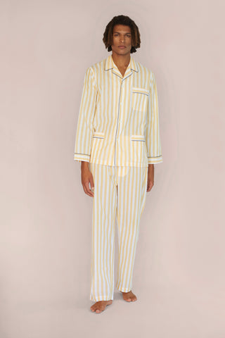 Ultra-Light Cotton Voile Pajama - Striped - Limoncello Yellow