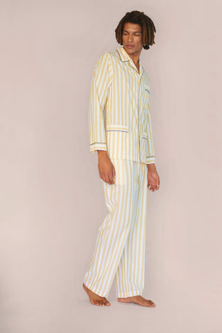 Ultra-Light Cotton Voile Pajama - Striped - Limoncello Yellow
