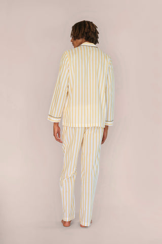 Ultra-Light Cotton Voile Pajama - Striped - Limoncello Yellow