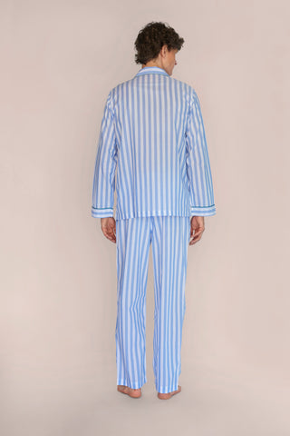 Ultra-Light Cotton Voile Pajama - Striped - Powder Blue