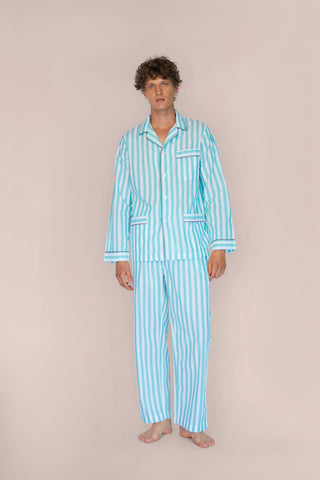 Ultra-Light Cotton Voile Pajama - Striped - Mint Green