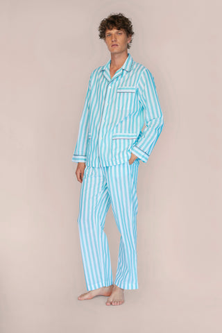 Ultra-Light Cotton Voile Pajama - Striped - Mint Green
