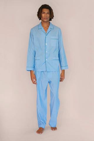 Ultra-Light Cotton Pajama Set - Light Blue