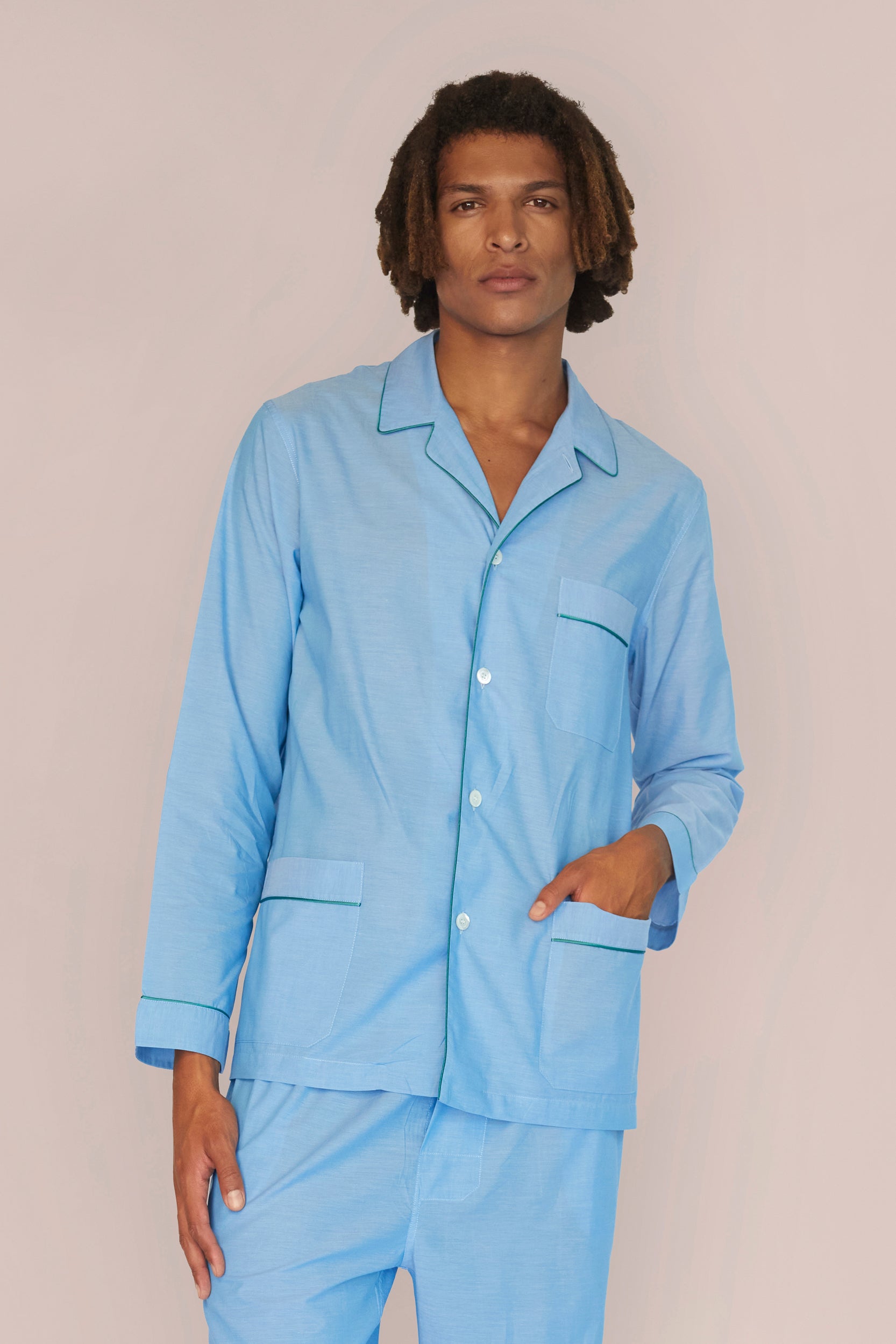 Ultra-Light Cotton Pajama Set - Light Blue Ultra-Light Cotton Pajama Set - Light Blue