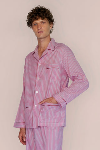 Ultra-Light Cotton Pajama Set - Pinstriped - Rose