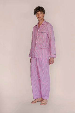 Ultra-Light Cotton Pajama Set - Pinstriped - Rose
