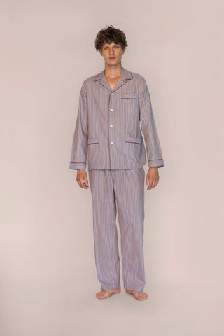 Ultra-Light Cotton Pajama Set - Pinstriped - Cocoa Taupe