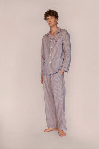 Ultra-Light Cotton Pajama Set - Pinstriped - Cocoa Taupe