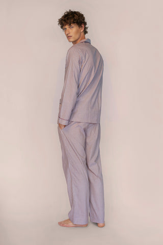 Ultra-Light Cotton Pajama Set - Pinstriped - Cocoa Taupe