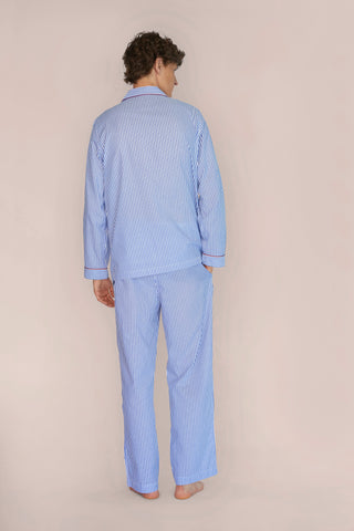 Ultra-Light Cotton Pajama Set - Striped - Light Blue