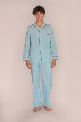 Ultra-Light Cotton Pajama Set - Striped - Kelly Green
