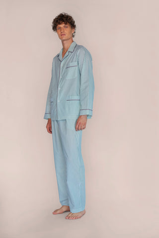 Ultra-Light Cotton Pajama Set - Striped - Kelly Green