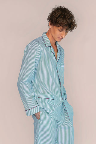 Ultra-Light Cotton Pajama Set - Striped - Kelly Green