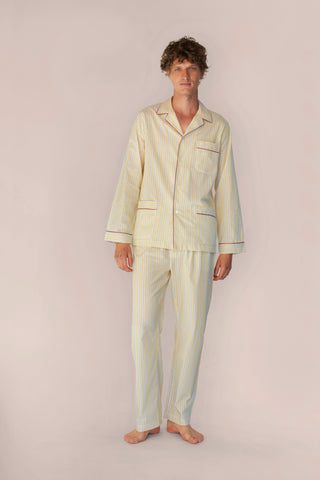 Ultra-Light Cotton Pajama Set - Striped - Limoncello Yellow
