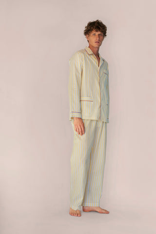 Ultra-Light Cotton Pajama Set - Striped - Limoncello Yellow