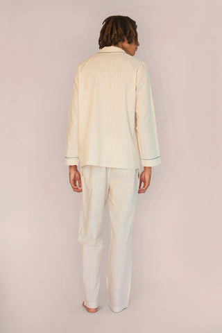 Ultra-Light Cotton Pajama Set - Pinstriped - Beige