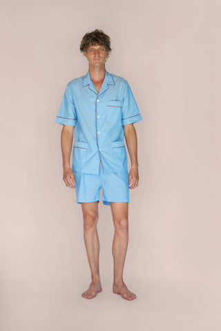 Ultra-Light Cotton Short Pajama Set - Light Blue