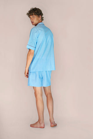 Ultra-Light Cotton Short Pajama Set - Light Blue
