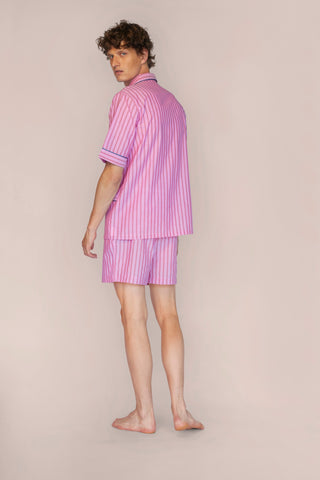 Ultra-Light Short Cotton Pajama Set - Pinstriped - Rose