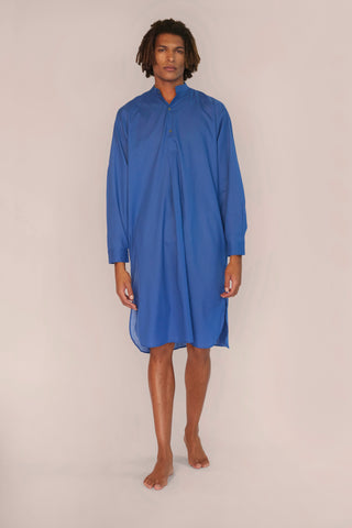 Ultra-Light Cotton Voile Nightshirt - Sapphire Blue