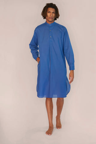 Ultra-Light Cotton Voile Nightshirt - Sapphire Blue