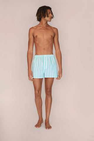 Ultra-Light Cotton Boxers - Striped - Mint Green