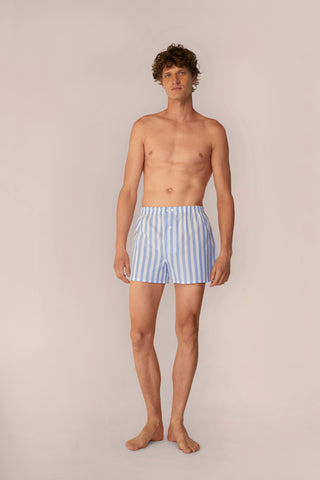 Ultra-Light Cotton Boxers - Striped - Powder Blue