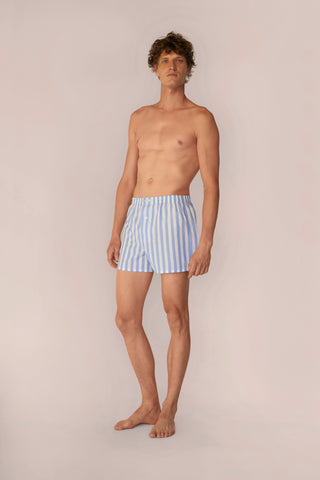 Ultra-Light Cotton Boxers - Striped - Powder Blue