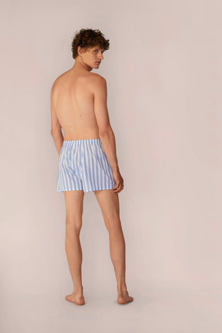 Ultra-Light Cotton Boxers - Striped - Powder Blue