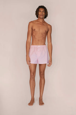 Ultra-Light Cotton Boxers - Pinstriped - Rose and Mint