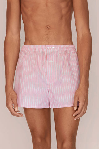 Ultra-Light Cotton Boxers - Pinstriped - Rose and Mint