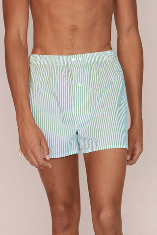 Ultra-Light Cotton Boxers - Striped - Kelly Green