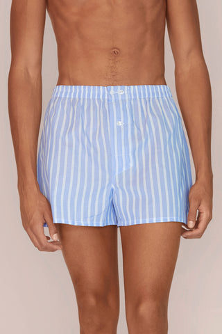Ultra-Light Cotton Boxers - Pinstriped - Sky and Yellow