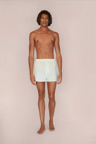 Ultra-Light Cotton Boxers - Pinstriped - Yellow and Blue