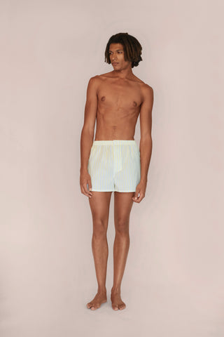 Ultra-Light Cotton Boxers - Pinstriped - Yellow and Blue