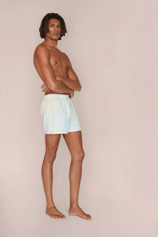 Ultra-Light Cotton Boxers - Pinstriped - Yellow and Blue