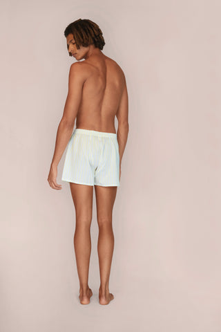 Ultra-Light Cotton Boxers - Pinstriped - Yellow and Blue