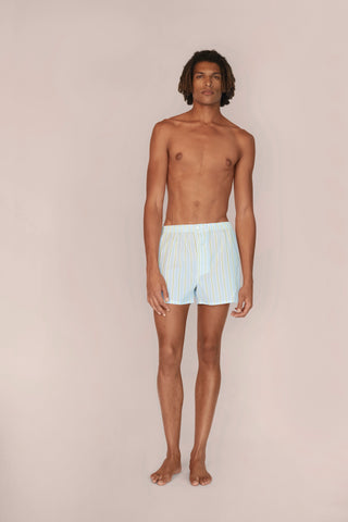 Ultra-Light Cotton Boxers - Striped - Sky