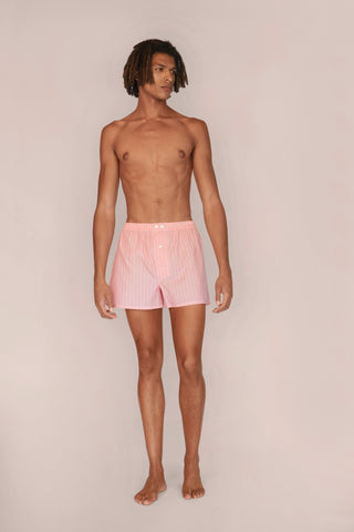 Ultra-Light Cotton Boxers - Pinstriped - Peach and Yellow