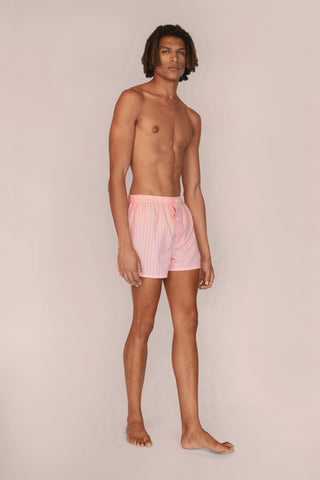 Ultra-Light Cotton Boxers - Pinstriped - Peach and Yellow