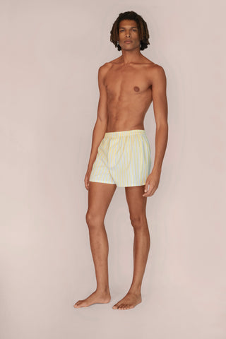 Ultra-Light Cotton Boxers - Striped - Yellow and Gray