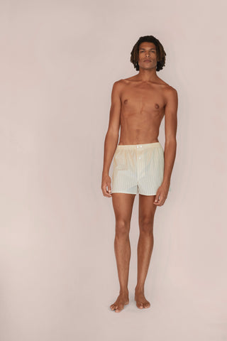 Ultra-Light Cotton Boxers - Pinstriped - Beige and Yellow