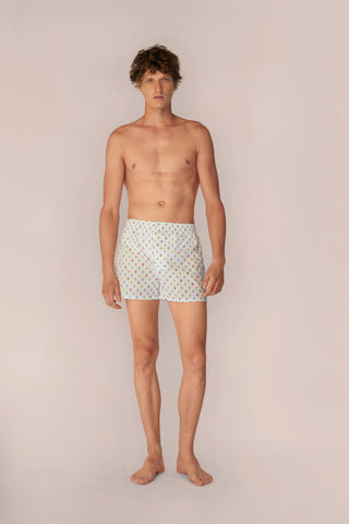 Ultra-Light Cotton Boxers - Anchor Print - Chalk White