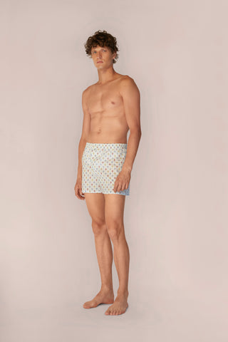 Ultra-Light Cotton Boxers - Anchor Print - Chalk White