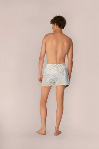 Ultra-Light Cotton Boxers - Anchor Print - Chalk White