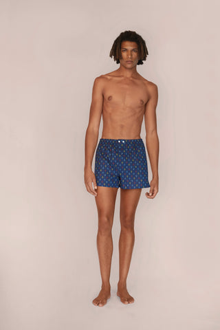 Ultra-Light Cotton Boxers - Anchor Print - Navy Blue