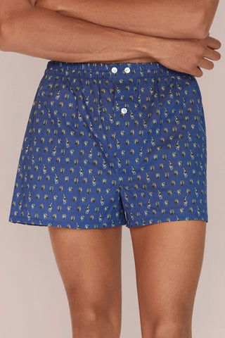 Ultra-Light Cotton Boxers - Zebra Print - Navy Blue